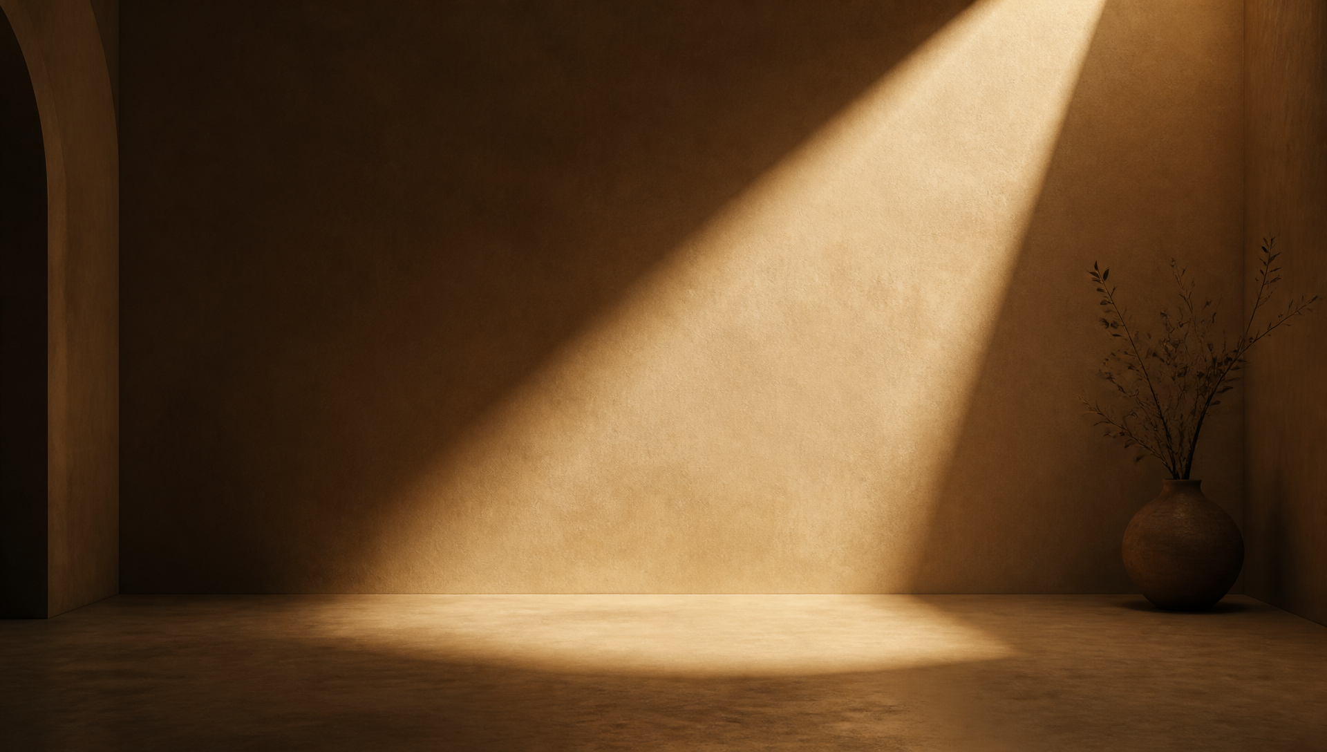 Warm spotlight across a calm interior wall, evoking a decisive moment.